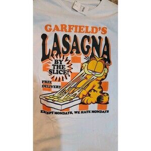 Garfield Lasagna By The Slice Comic Graphic White T-Shirt Size XXL 2X New